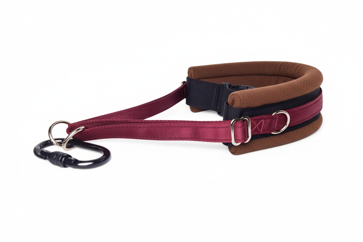 Burgundy and brown collar