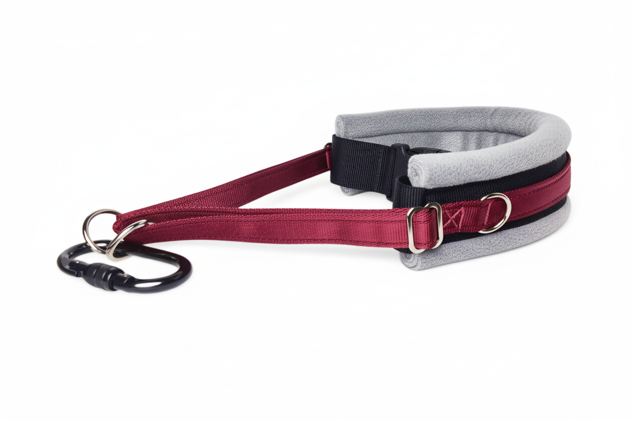 Burgundy and silver grey collar