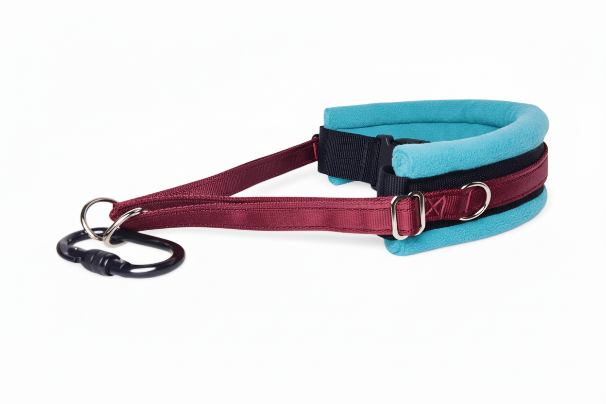 Burgundy and turquoise collar
