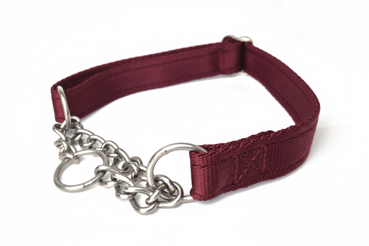 Burgundy half check collar