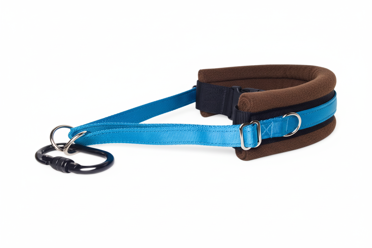 Electric blue and brown collar