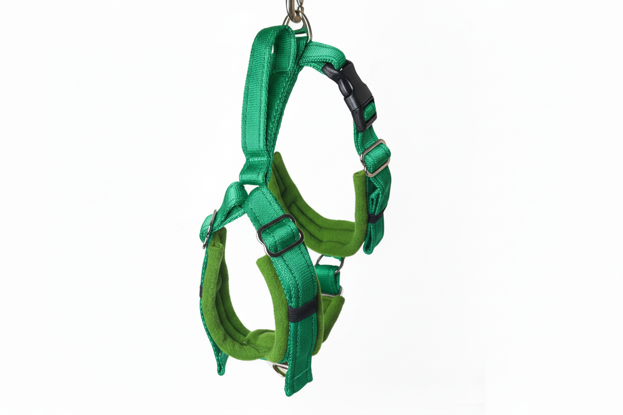 Emerald and fern green harness
