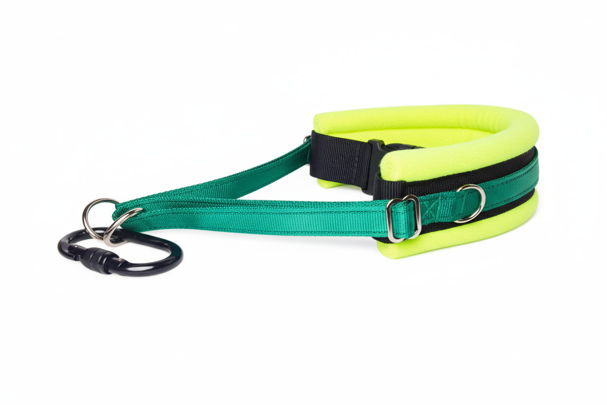 Emerald and high-vis yellow collar