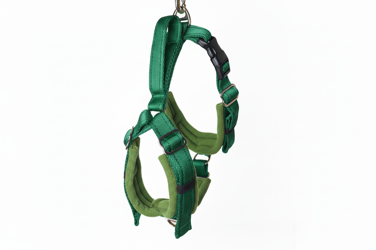 Forest green and fern green harness