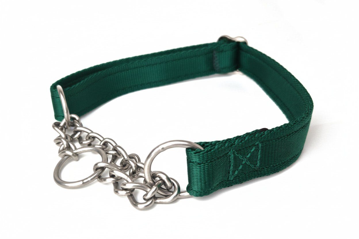 Forest green half check collar