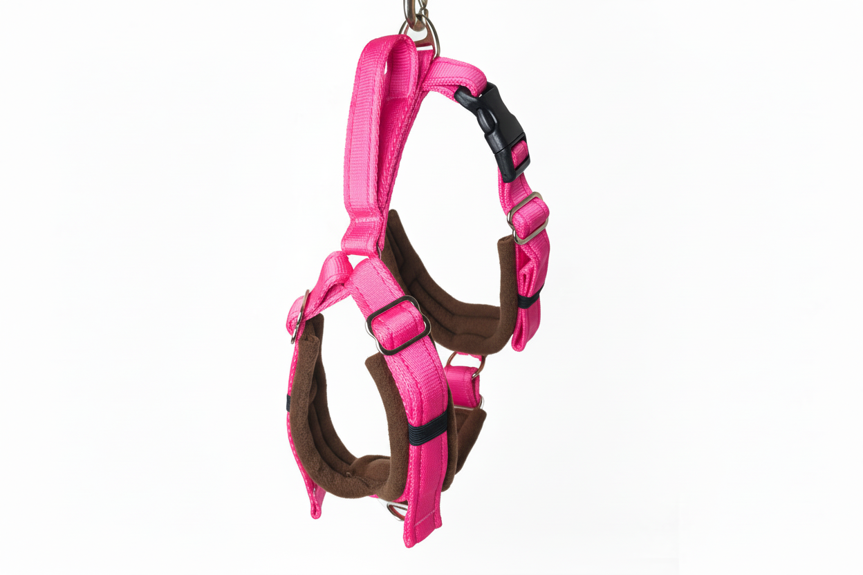 Hot pink and brown harness