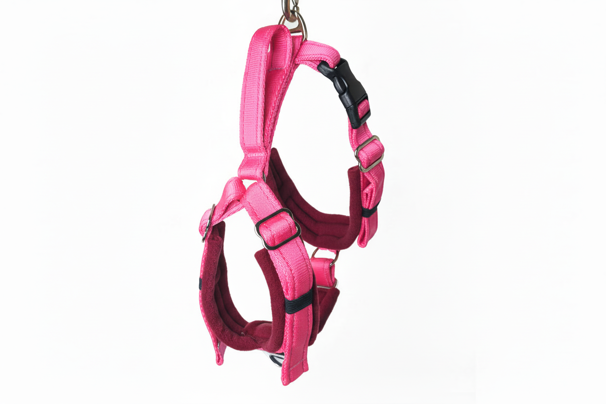 Hot pink and burgundy harness