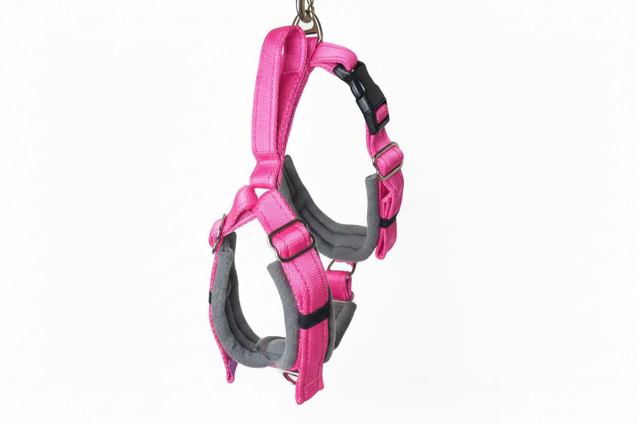 Hot pink and grey harness