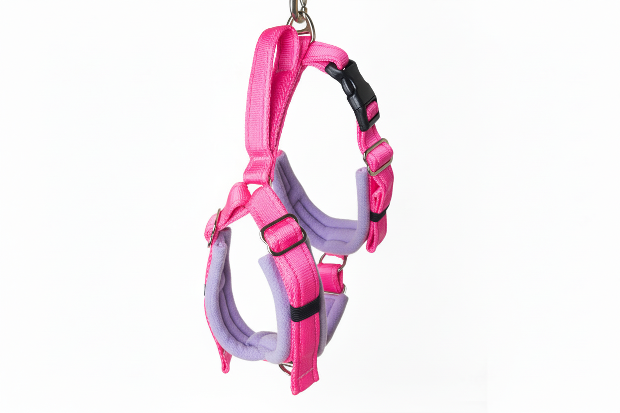 Hot pink and lilac harness