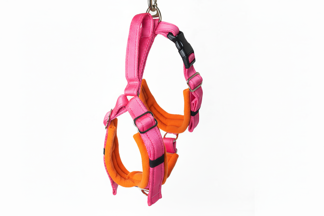 Hot pink and orange harness