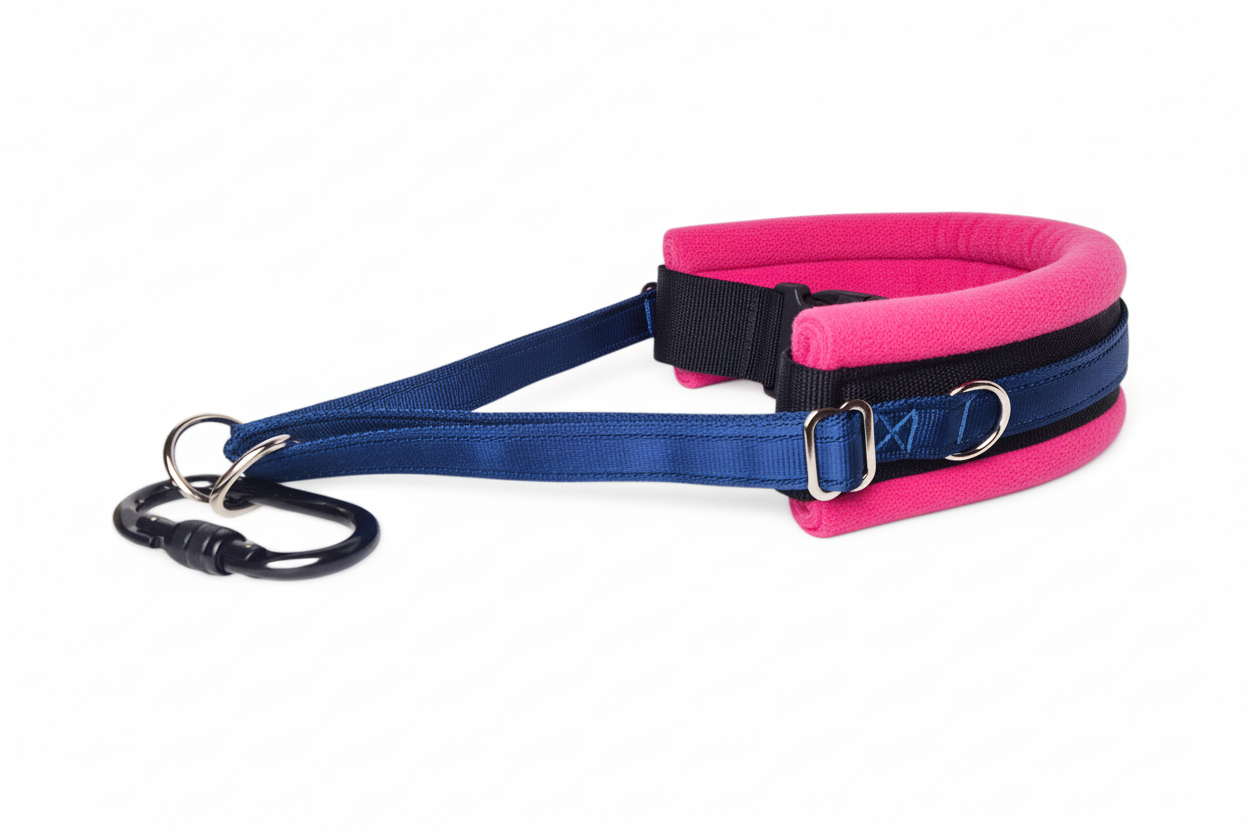 Navy and hot pink collar