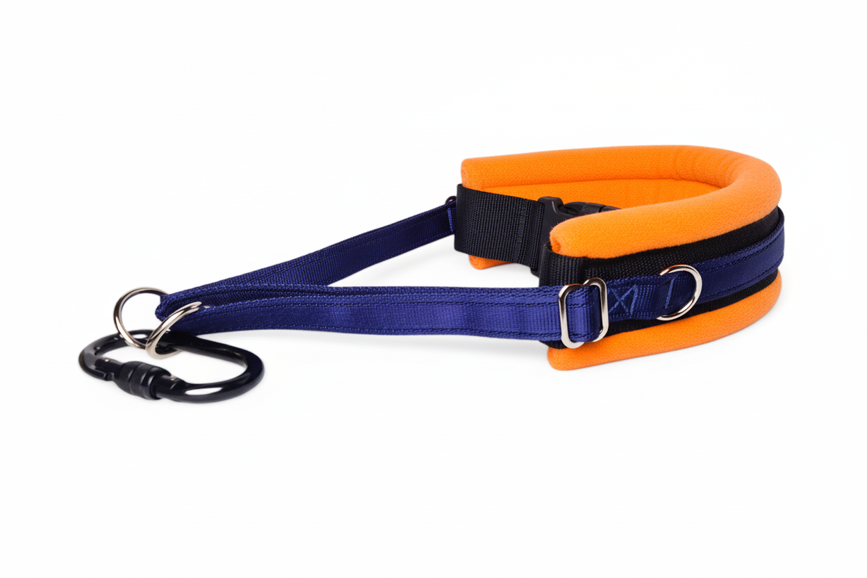 Navy and orange collar