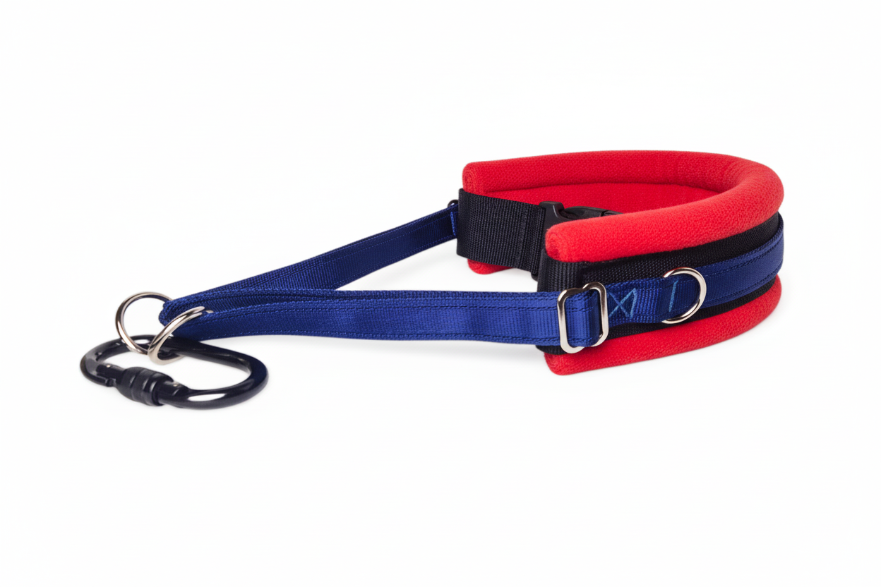 Navy and red collar