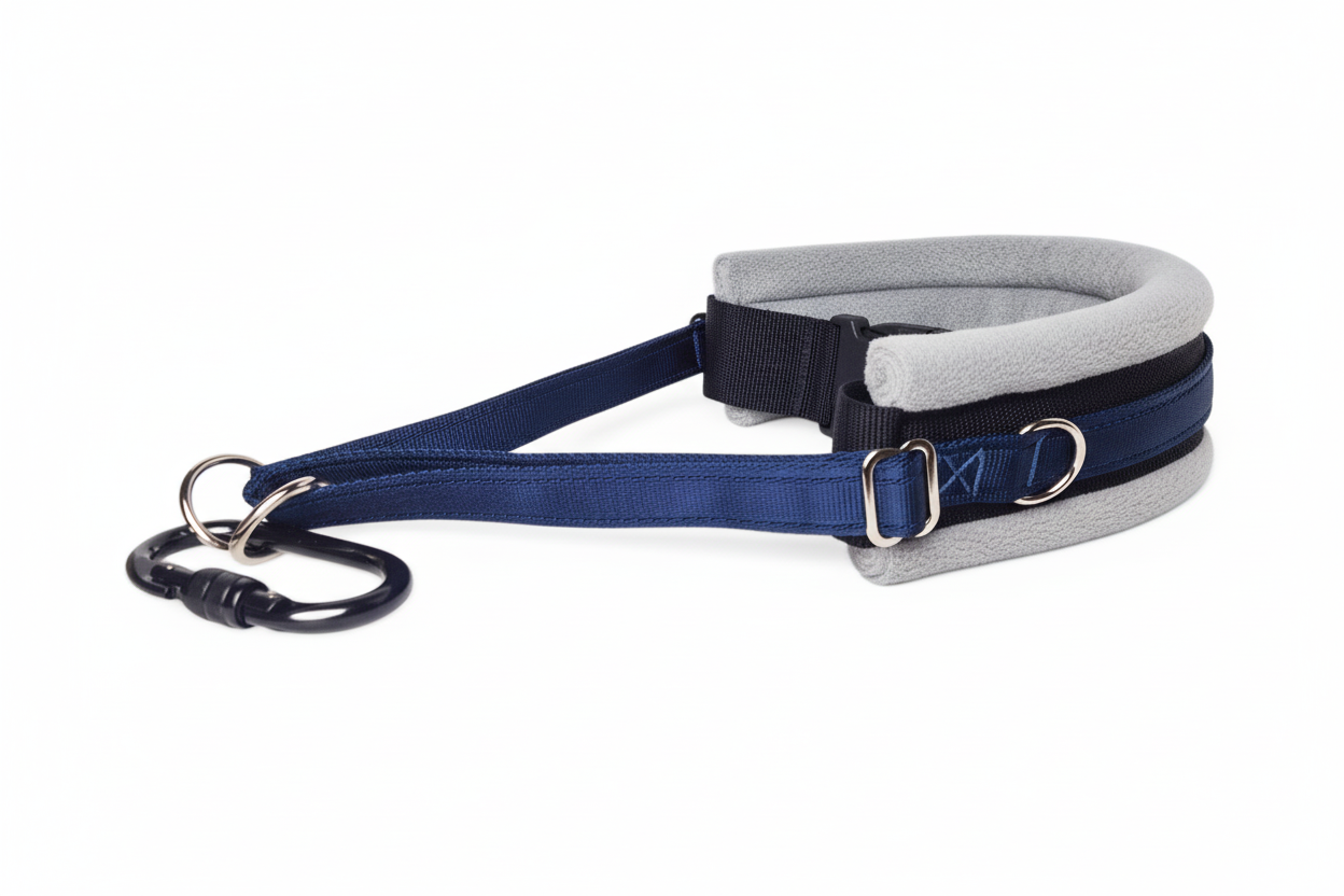 Navy and silver grey collar