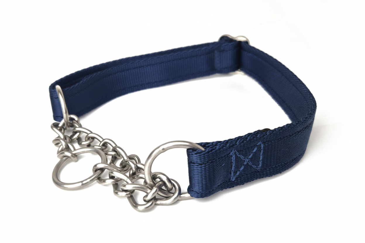 Navy half check collar