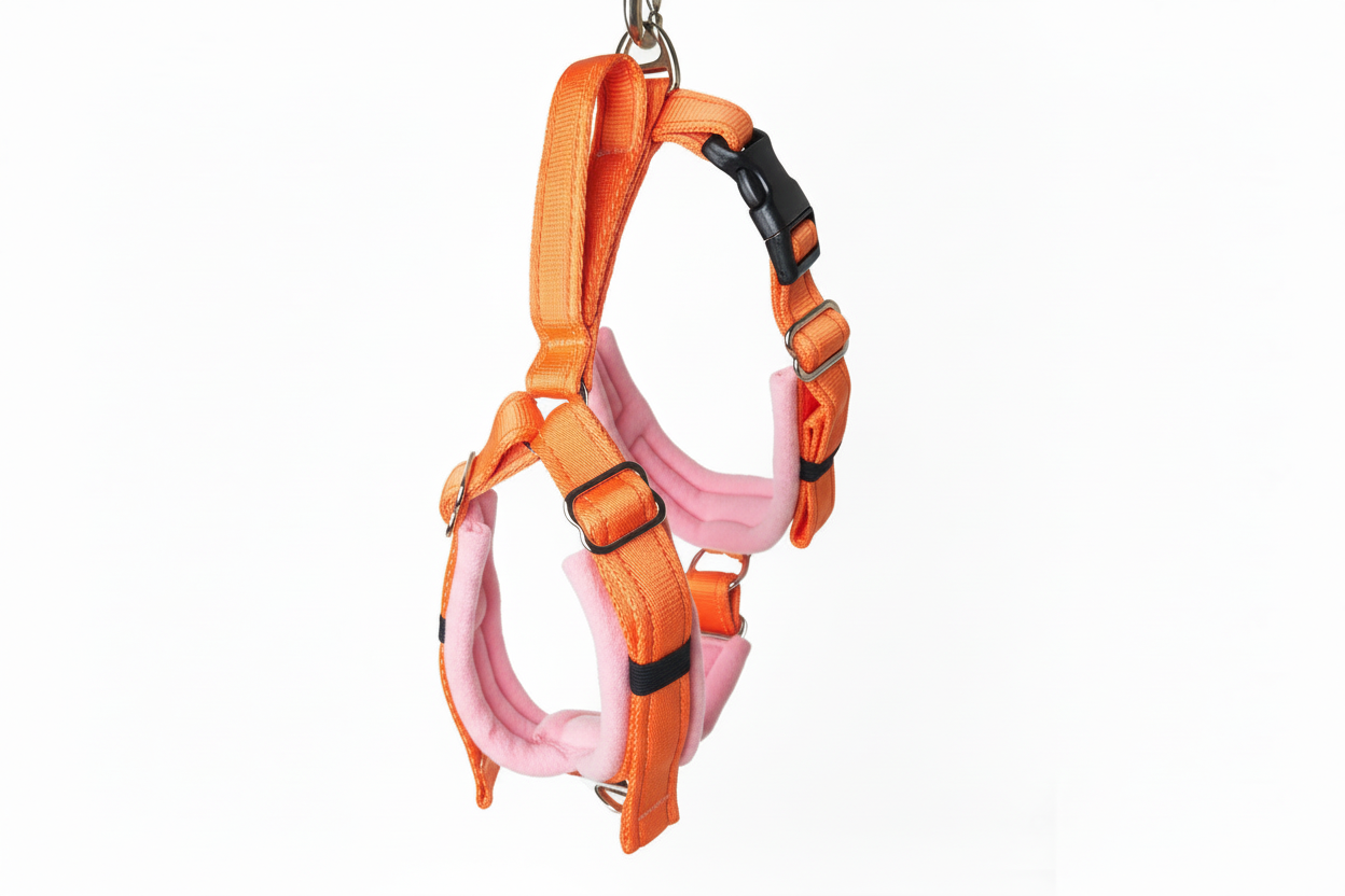 Orange and baby pink harness
