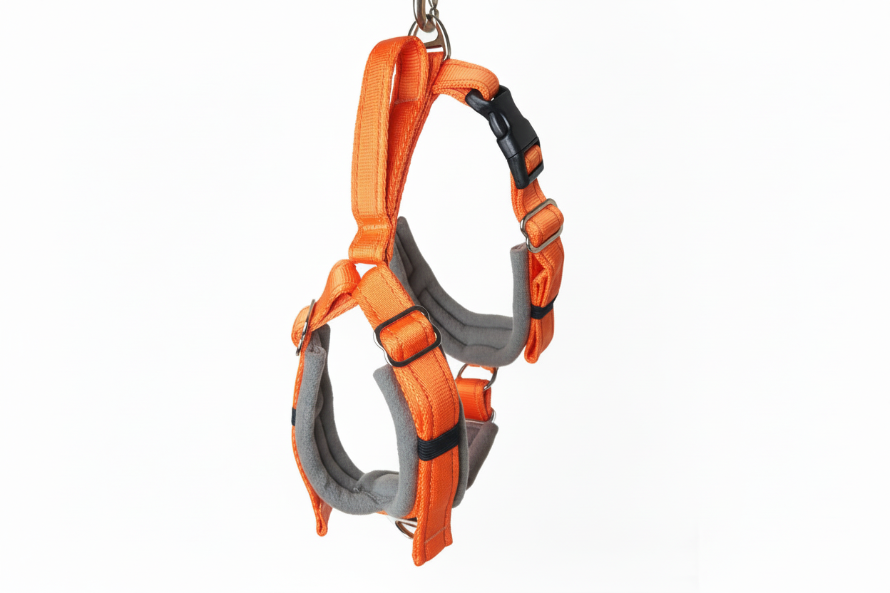 Orange and grey harness