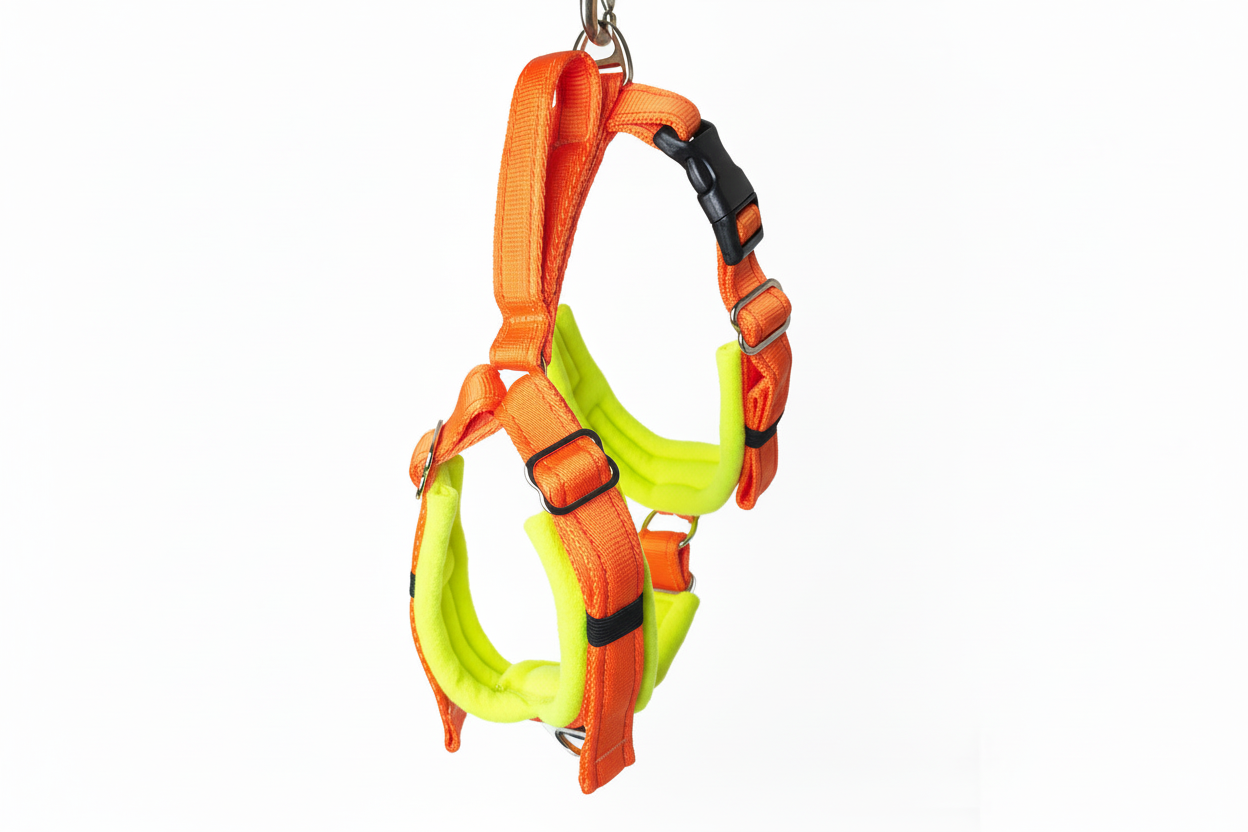 Orange and high-vis yellow harness