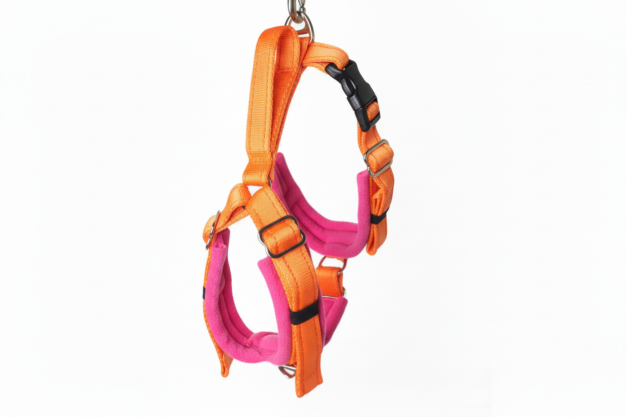 Orange and hot pink harness