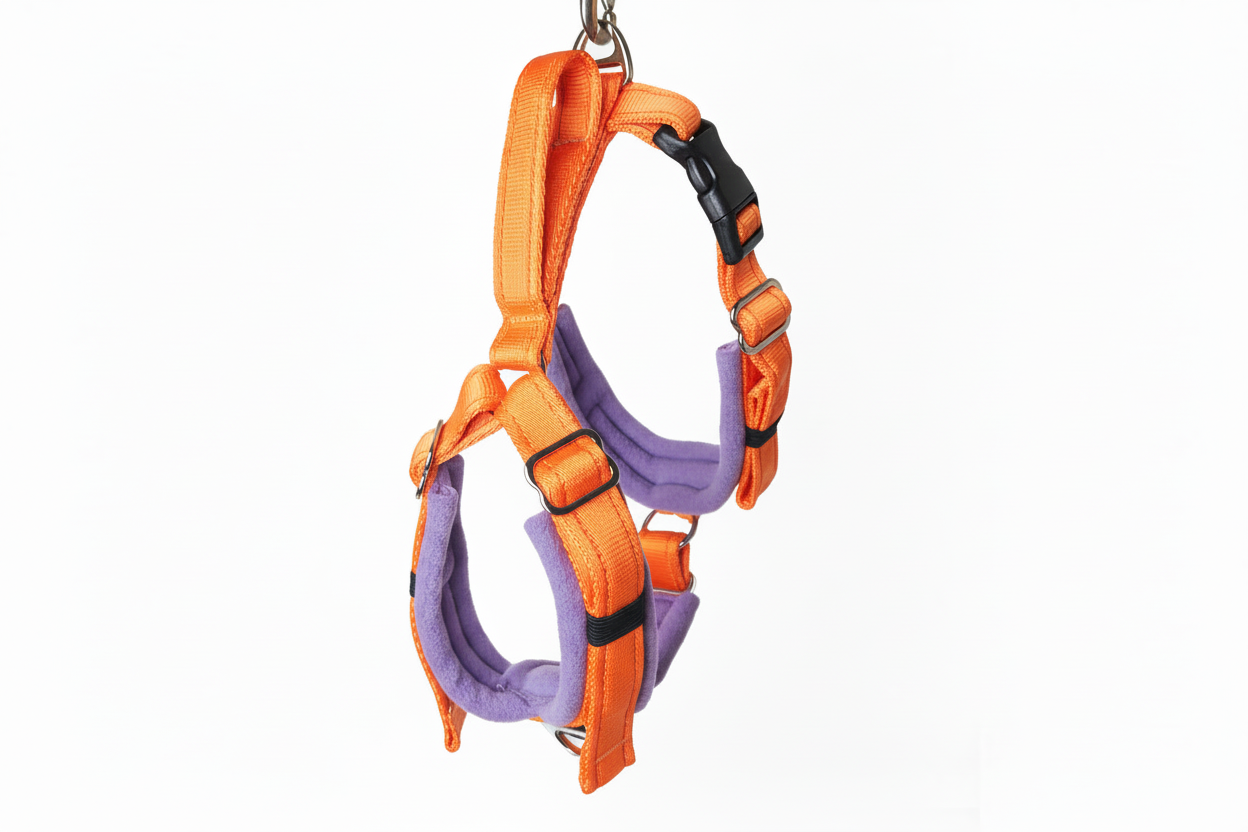Orange and lilac harness