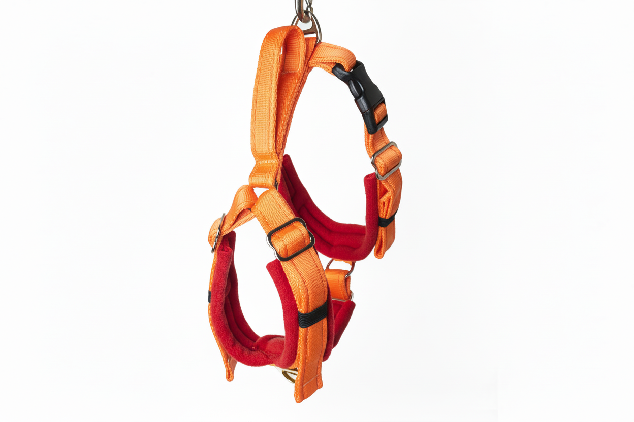 Orange and red harness