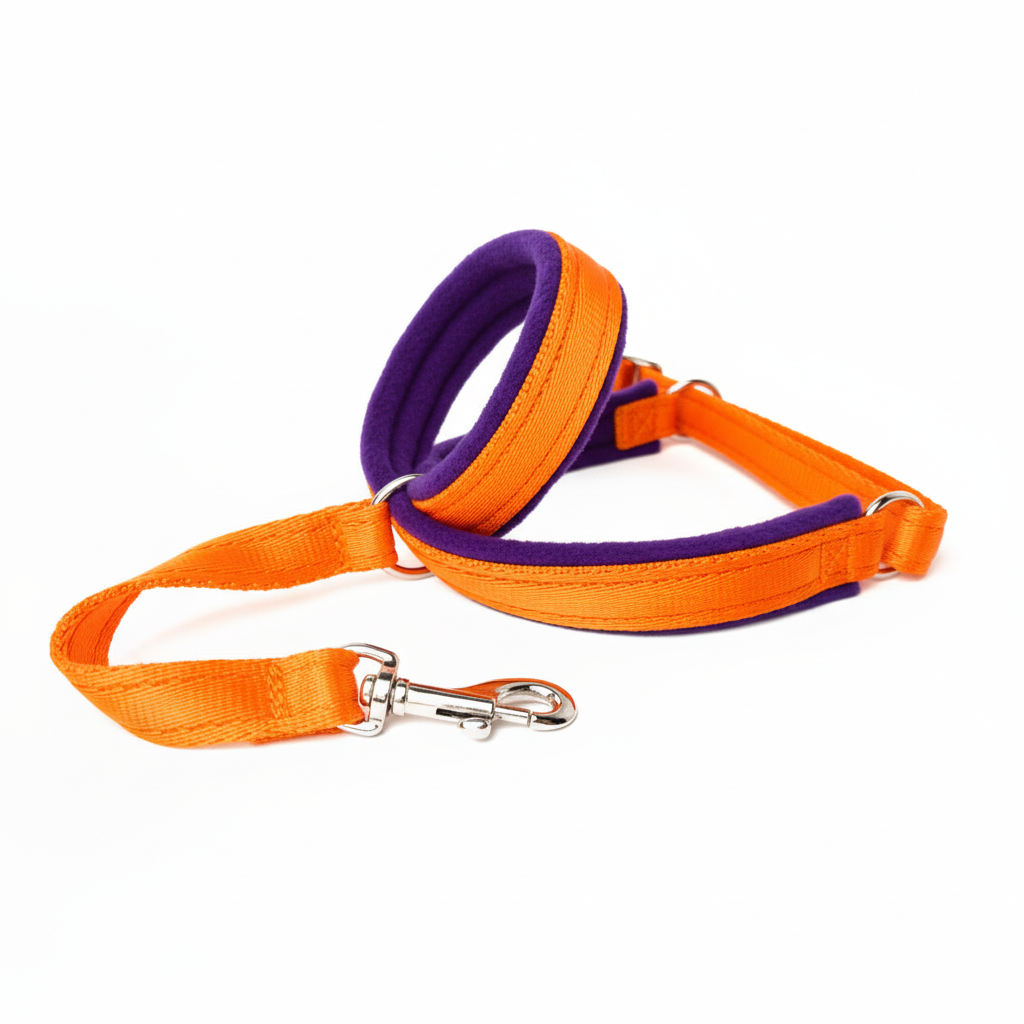 Orange webbing with purple padding