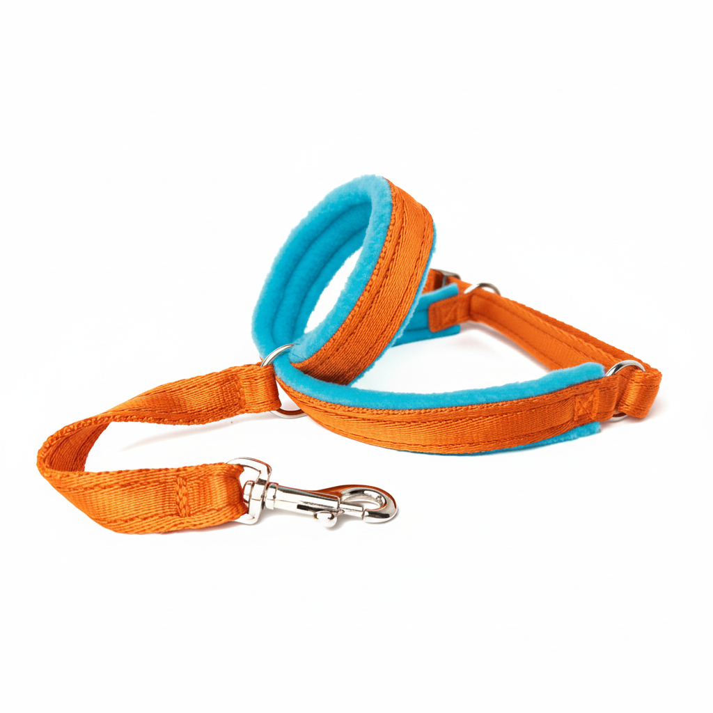 Orange webbing with turquoise padding