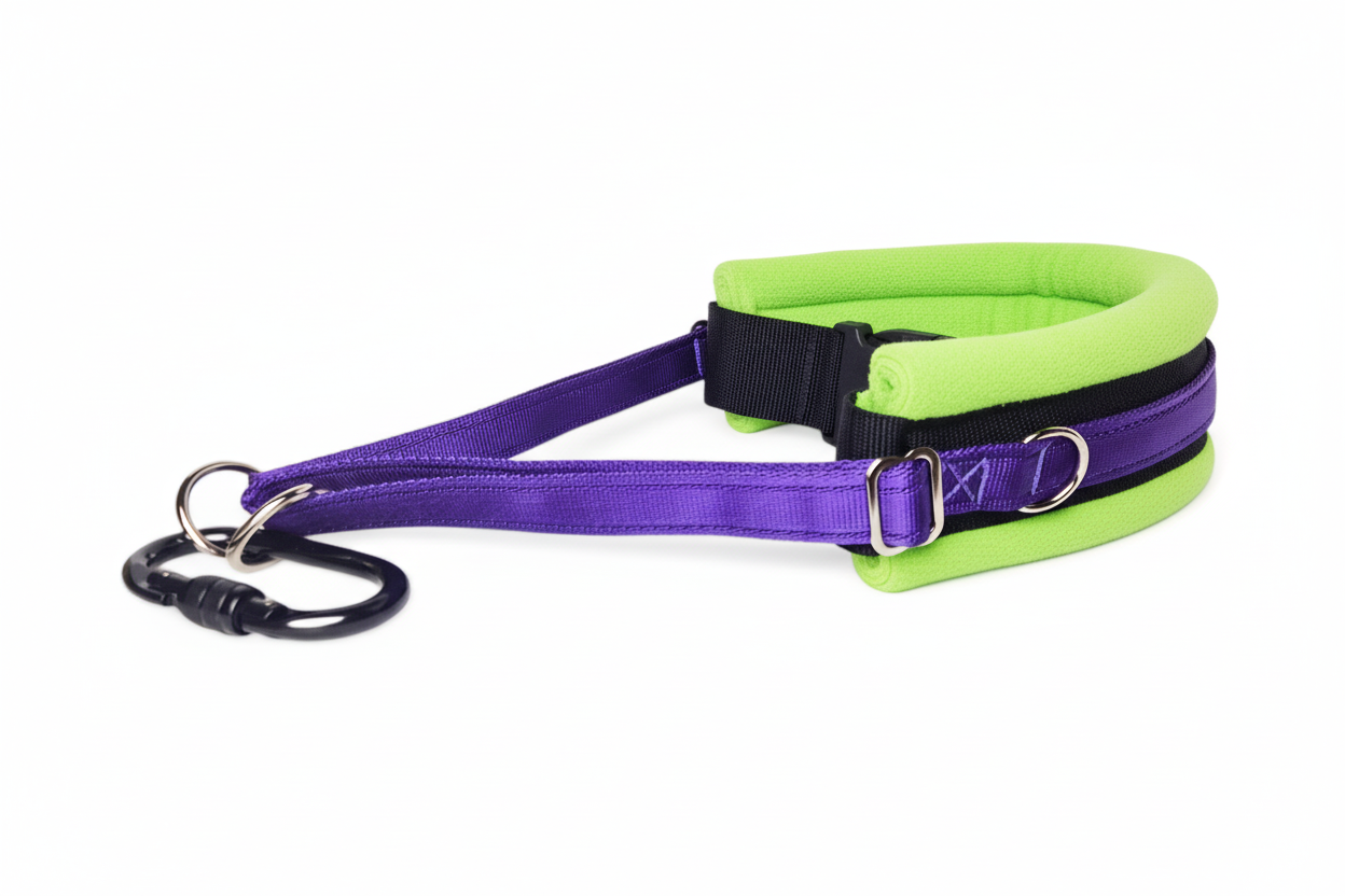 Purple and lime green collar