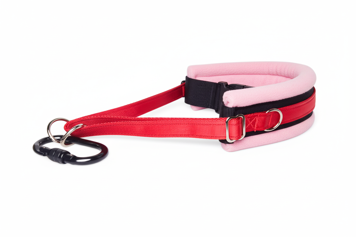 Red and baby pink collar