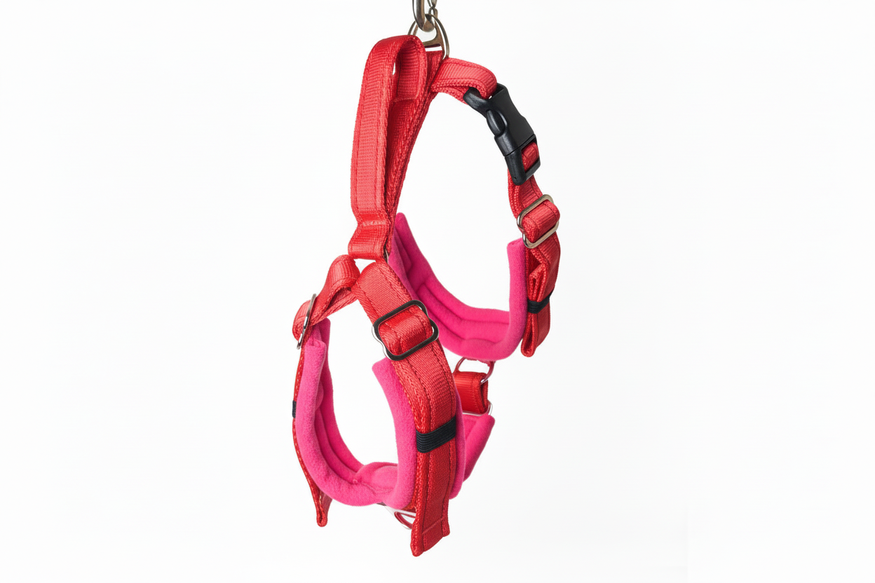 Red and hot pink harness