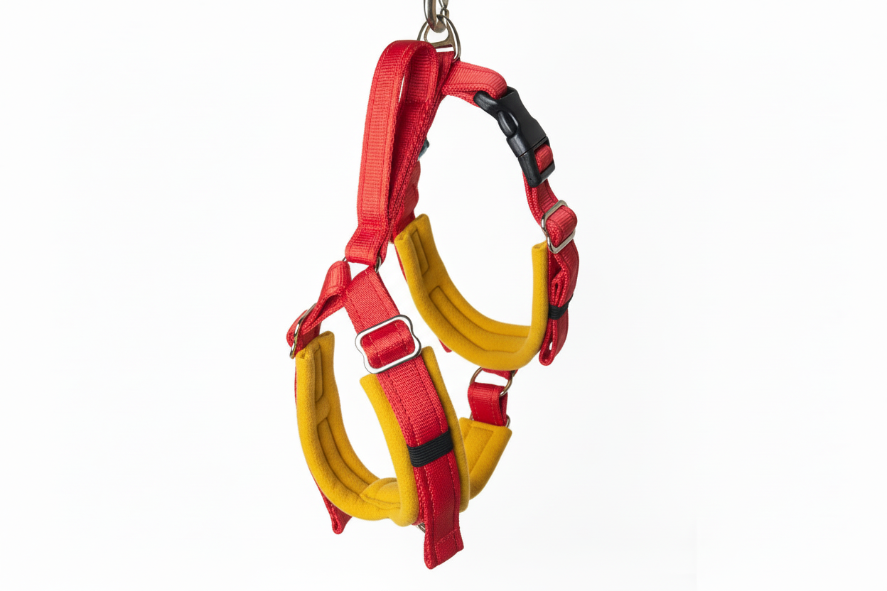 Red and mustard harness