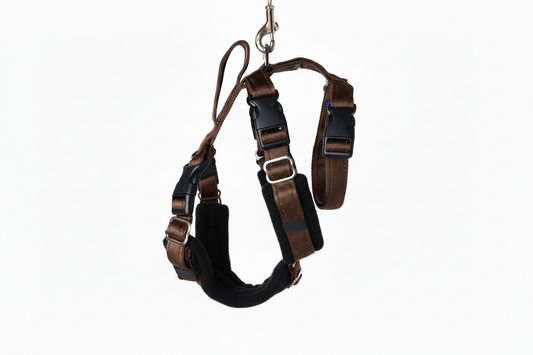 Brown Escape Proof Adjustable Houdini Harness - Fleece Lined
