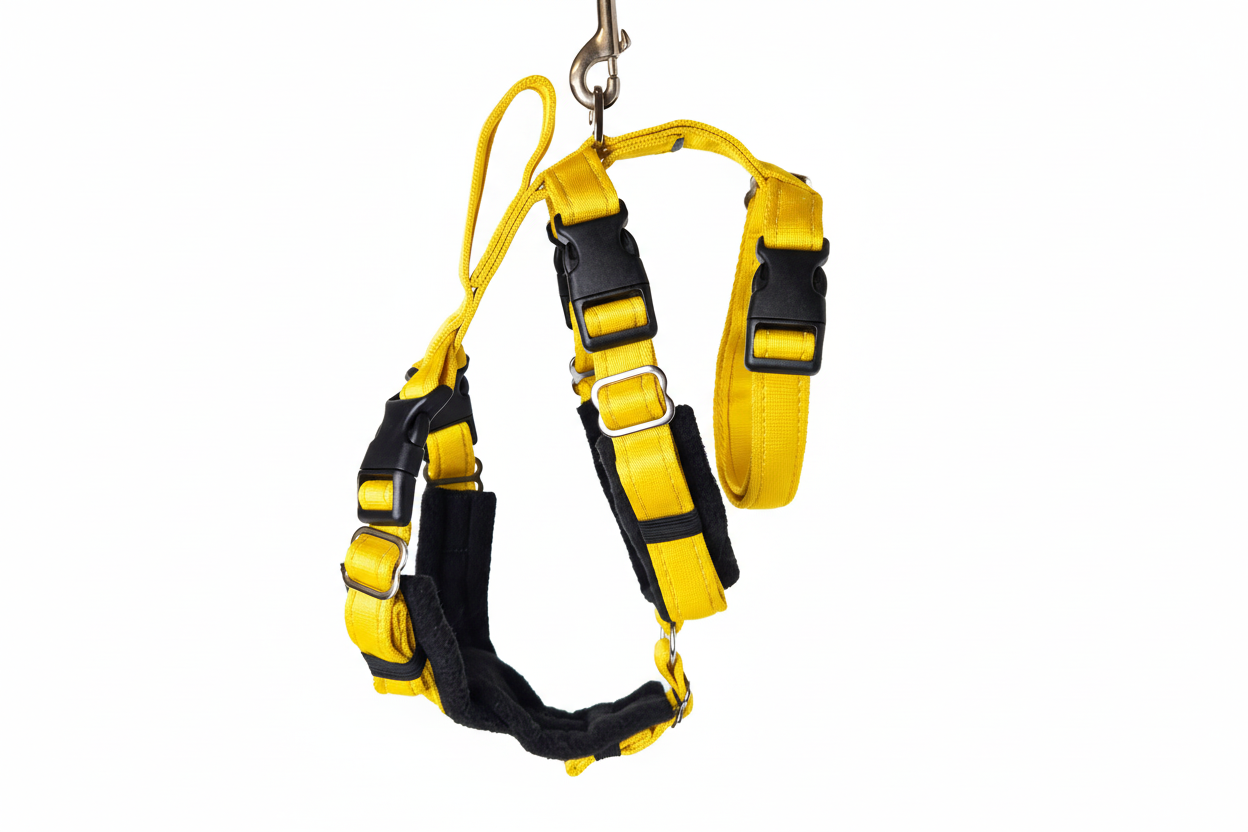 Yellow Escape Proof Adjustable Houdini Harness - Fleece Lined