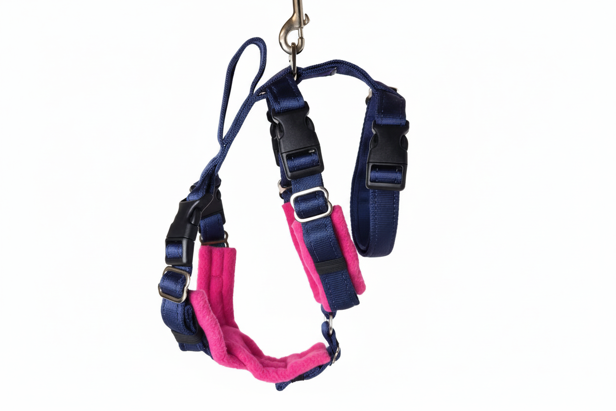 Navy Blue Escape Proof Adjustable Houdini Harness - Fleece Lined
