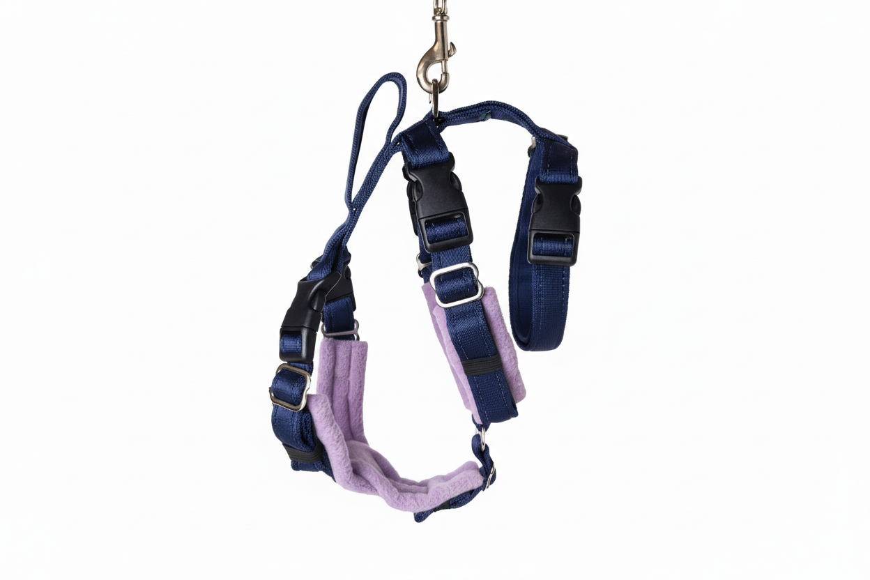 Navy Blue Escape Proof Adjustable Houdini Harness - Fleece Lined