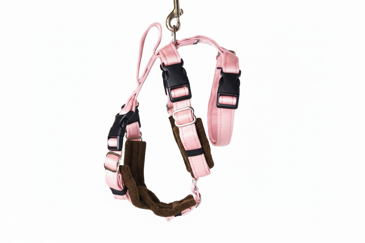 Baby Pink Escape Proof Adjustable Houdini Harness - Fleece Lined