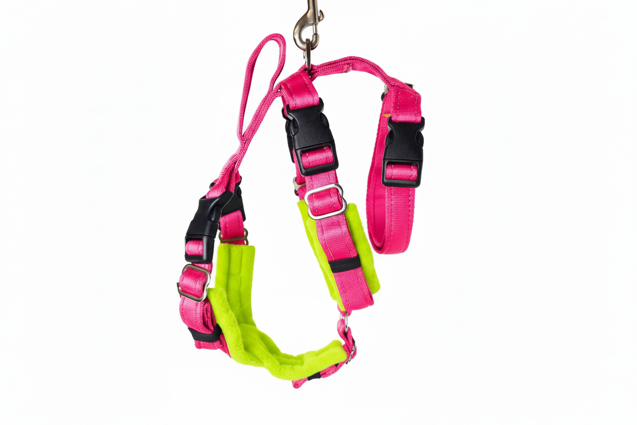Hot Pink Escape Proof Adjustable Houdini Harness - Fleece Lined