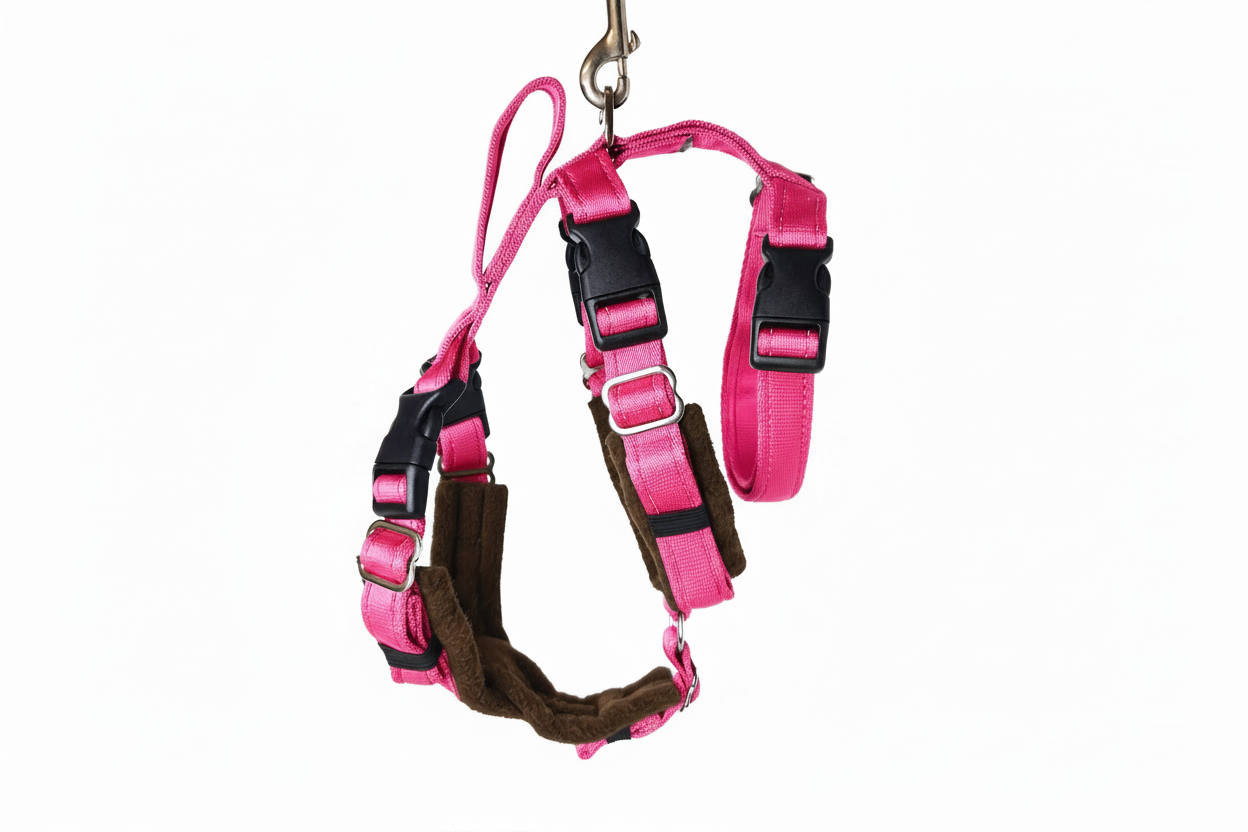 Hot Pink Escape Proof Adjustable Houdini Harness - Fleece Lined