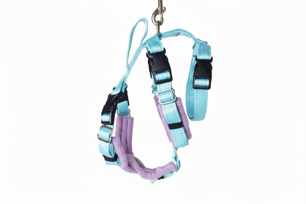Sky Blue Escape Proof Adjustable Houdini Harness - Fleece Lined