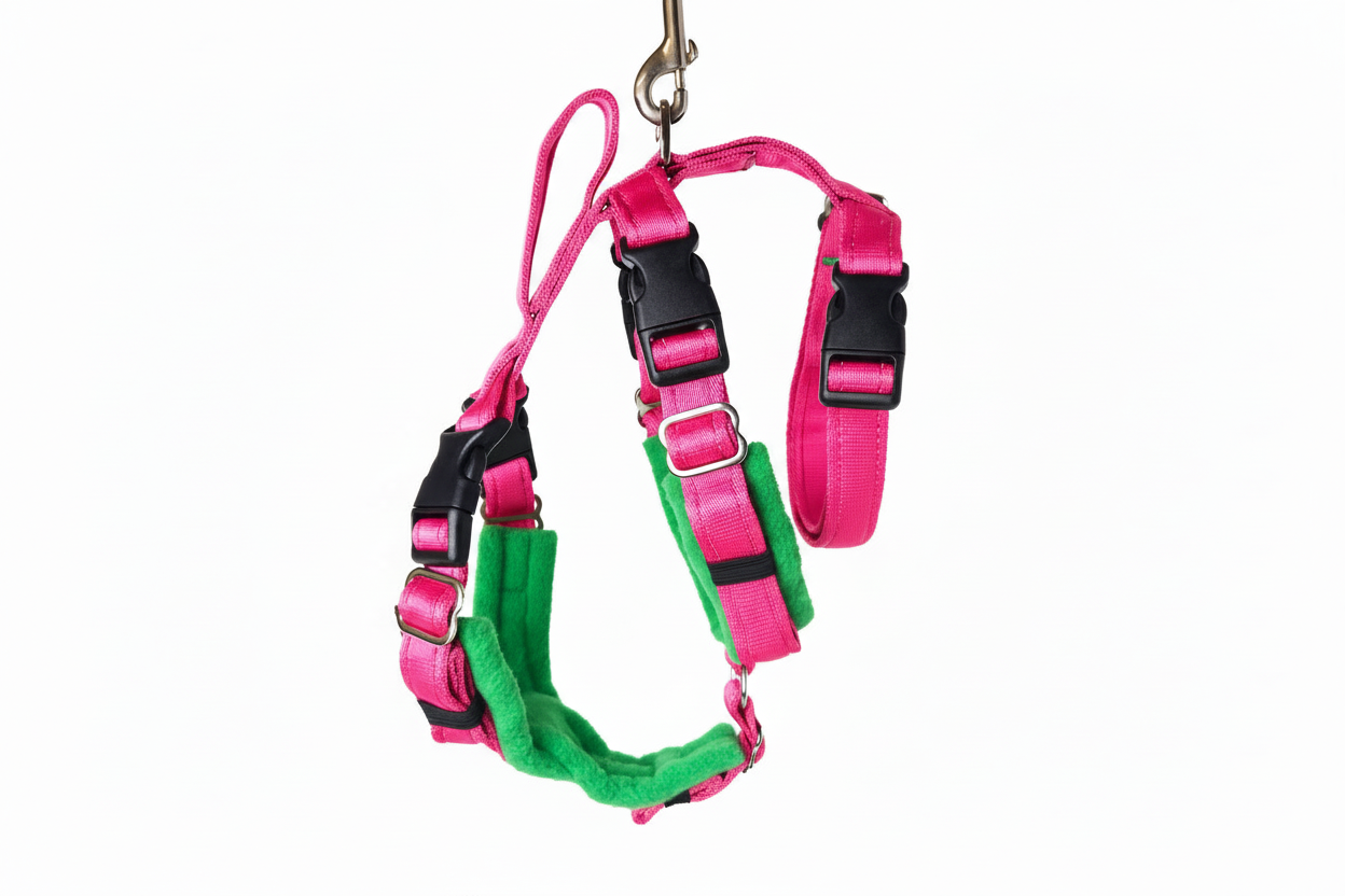 Hot Pink Escape Proof Adjustable Houdini Harness - Fleece Lined