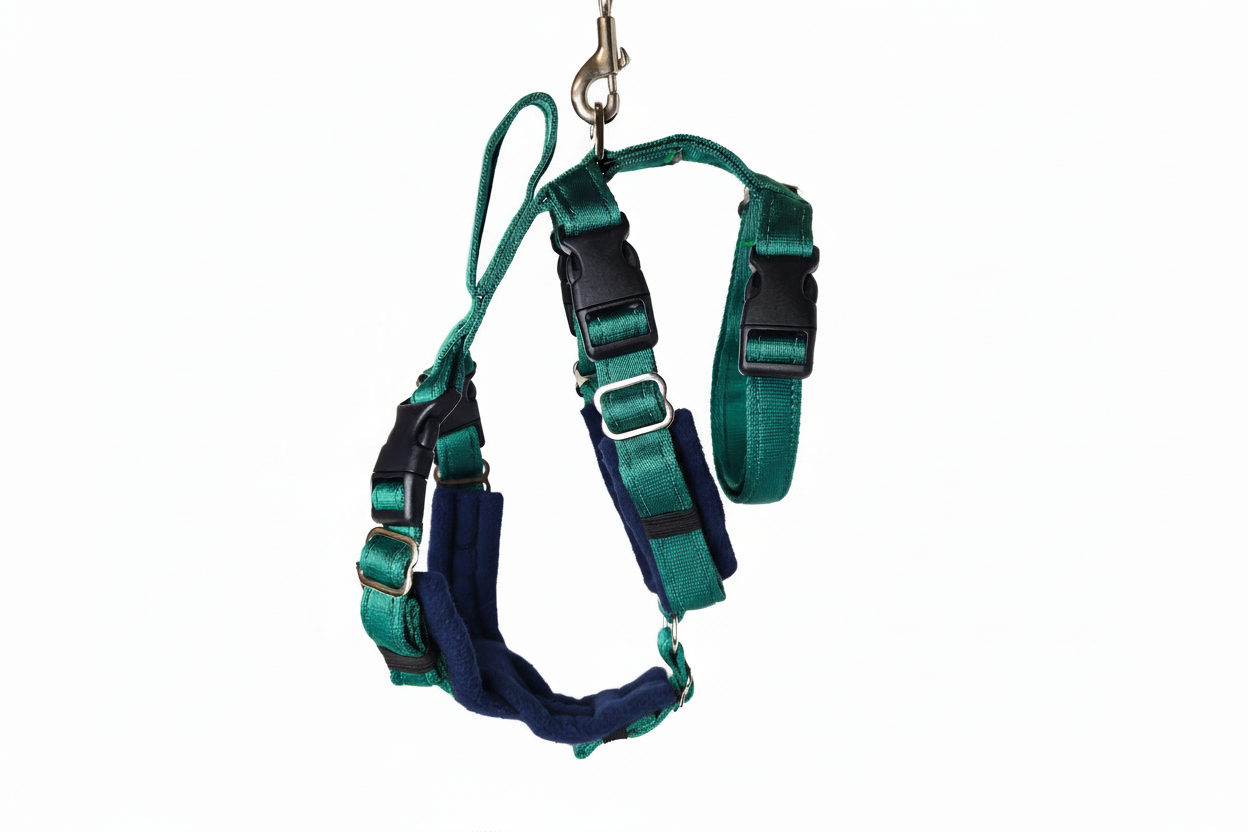 Forest Green Escape Proof Adjustable Houdini Harness - Fleece Lined