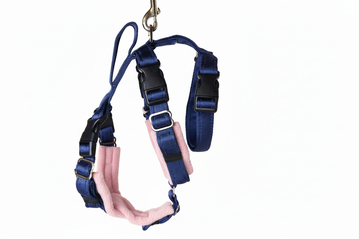 Navy Blue Escape Proof Adjustable Houdini Harness - Fleece Lined