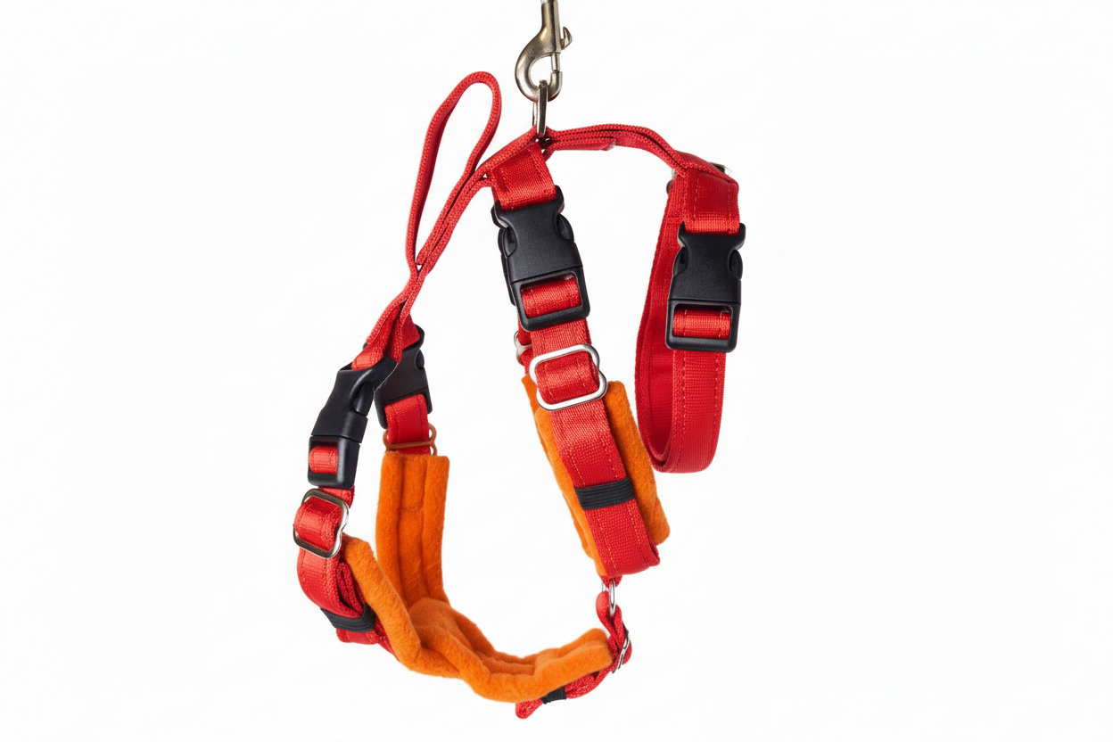 Red Escape Proof Adjustable Houdini Harness - Fleece Lined