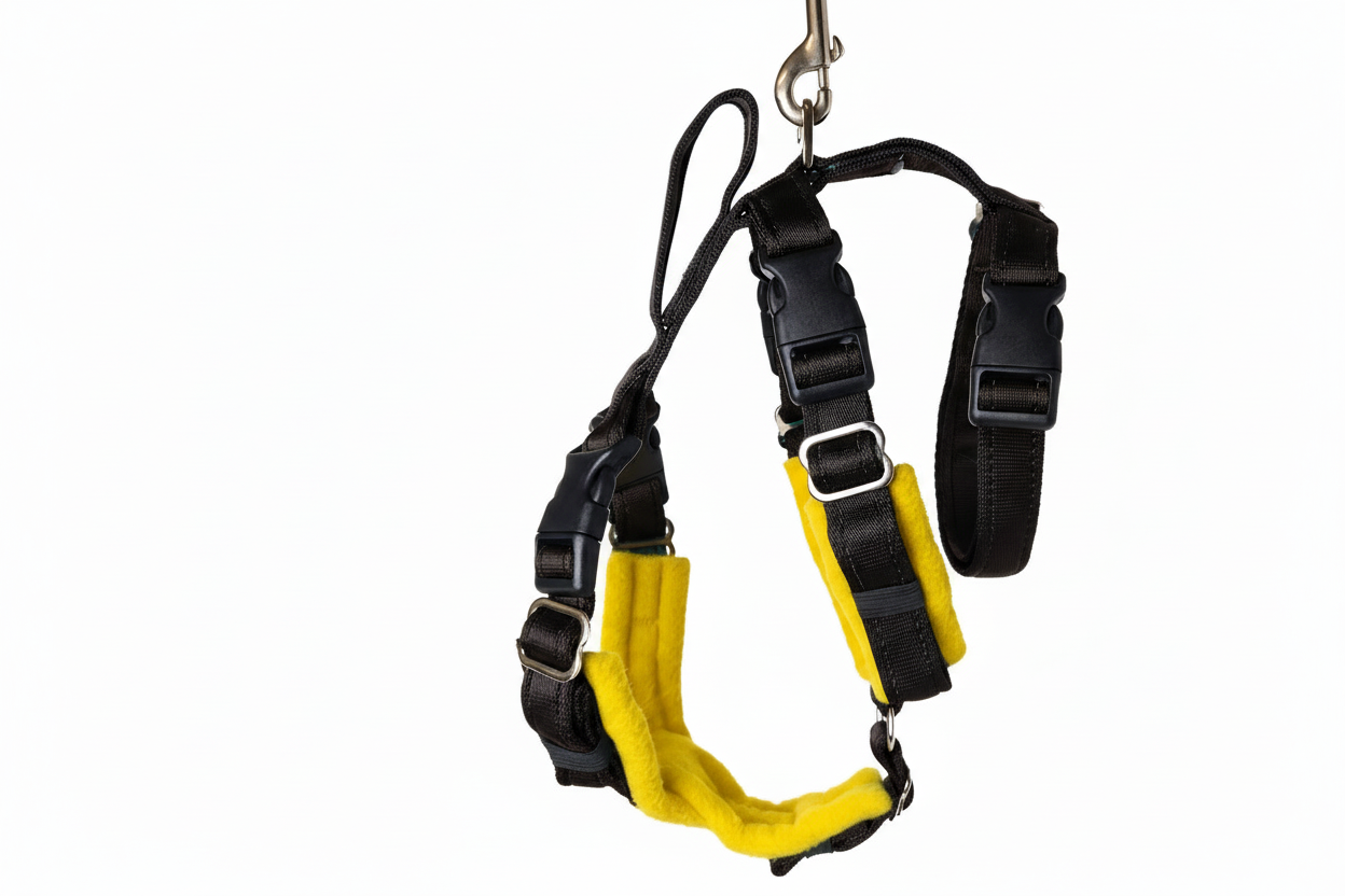 Black Escape Proof Adjustable Houdini Harness - Fleece Lined