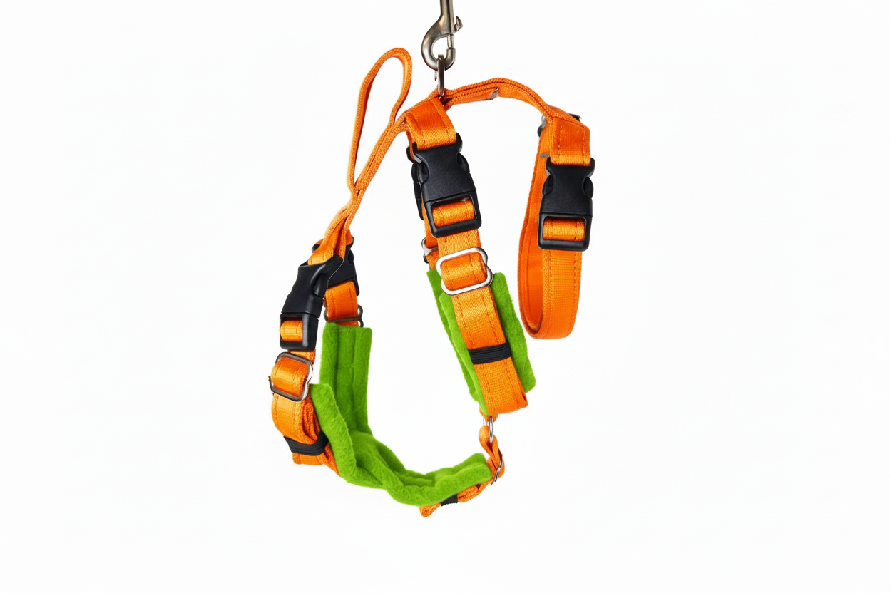 Orange Escape Proof Adjustable Houdini Harness - Fleece Lined