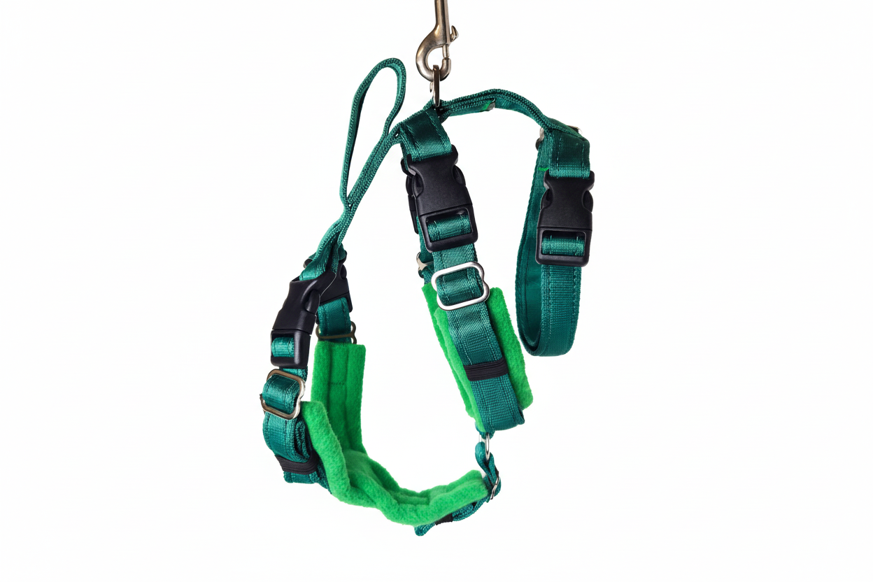 Forest Green Escape Proof Adjustable Houdini Harness - Fleece Lined