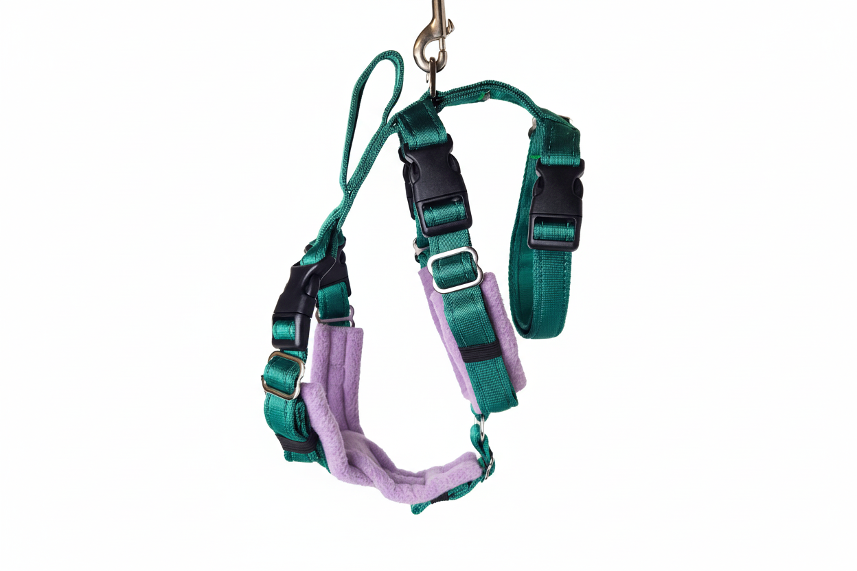 Forest Green Escape Proof Adjustable Houdini Harness - Fleece Lined