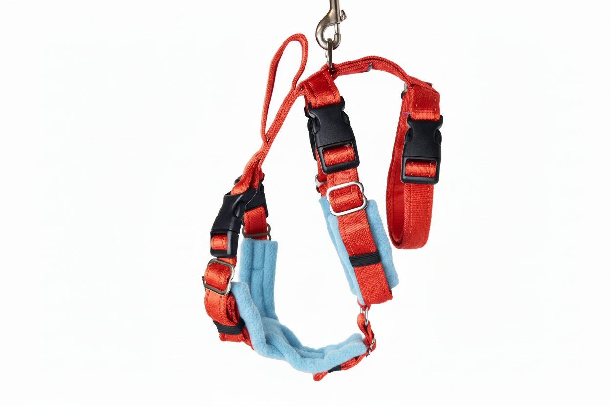 Red Escape Proof Adjustable Houdini Harness - Fleece Lined