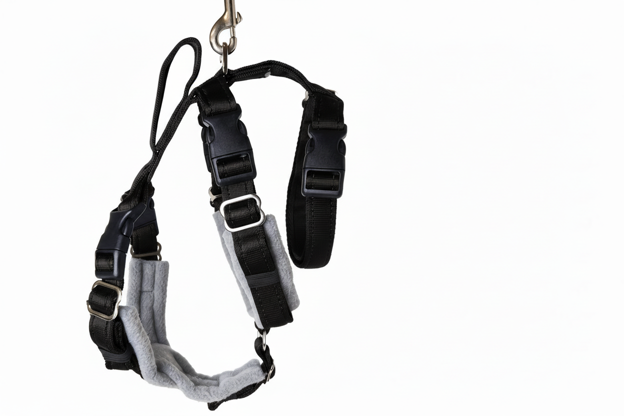 Black Escape Proof Adjustable Houdini Harness - Fleece Lined