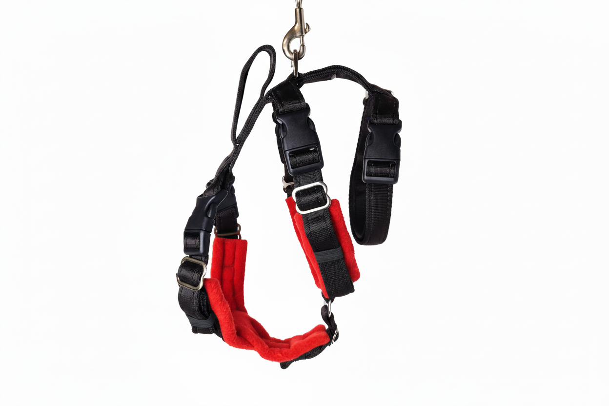 Black Escape Proof Adjustable Houdini Harness - Fleece Lined